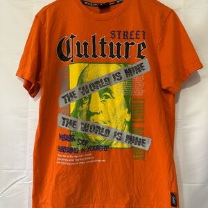Switch Remarkable Vibrant Orange Short Sleeve Tee with Bold Graphic Print
